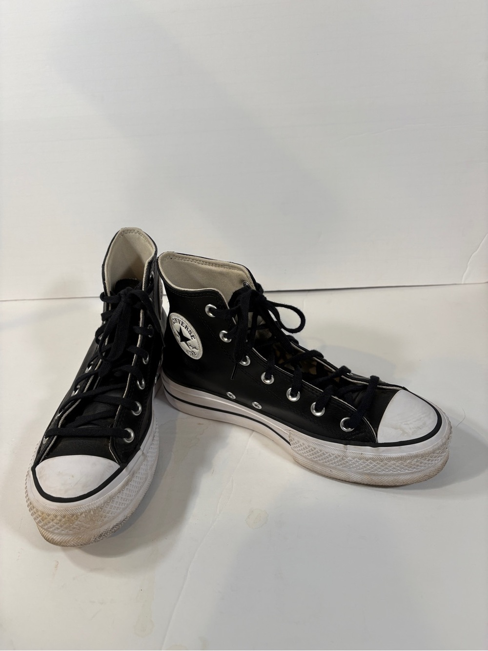 Converse Black & White High-Top Sneakers Lift Leather